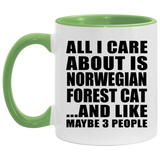 All I Care About Is Norwegian Forest Cat - 11oz Accent Mug Green