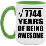 88th Birthday Square Root of 7744 Years of Being Awesome - 15oz Accent Mug Green