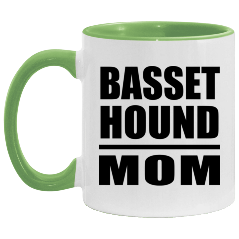 Basset Hound Mom - 11oz Accent Mug Green