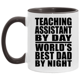 Teaching Assistant By Day World's Best Dad By Night - 11oz Accent Mug Black