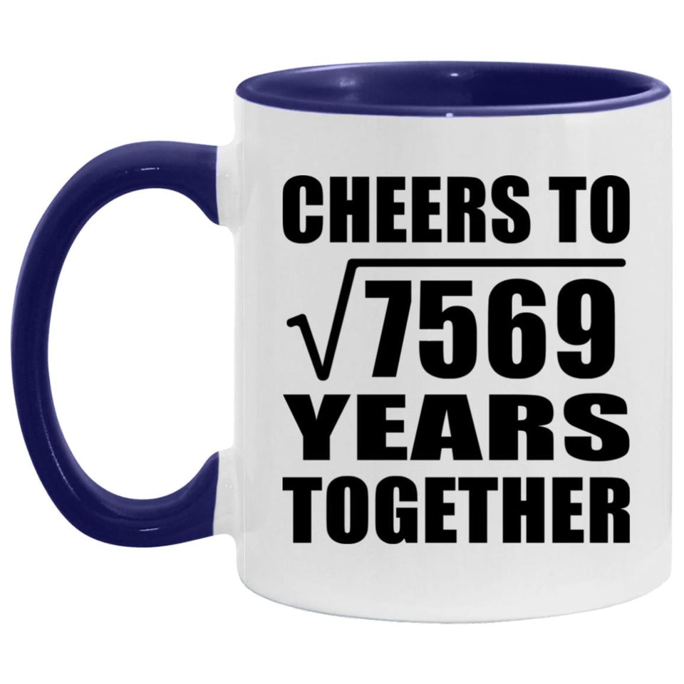 87th Anniversary Cheers To Square Root of 7569 Years Together - 11oz Accent Mug Purple