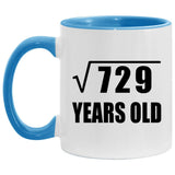 27th Birthday Square Root of 729 Years Old - 11oz Accent Mug Blue