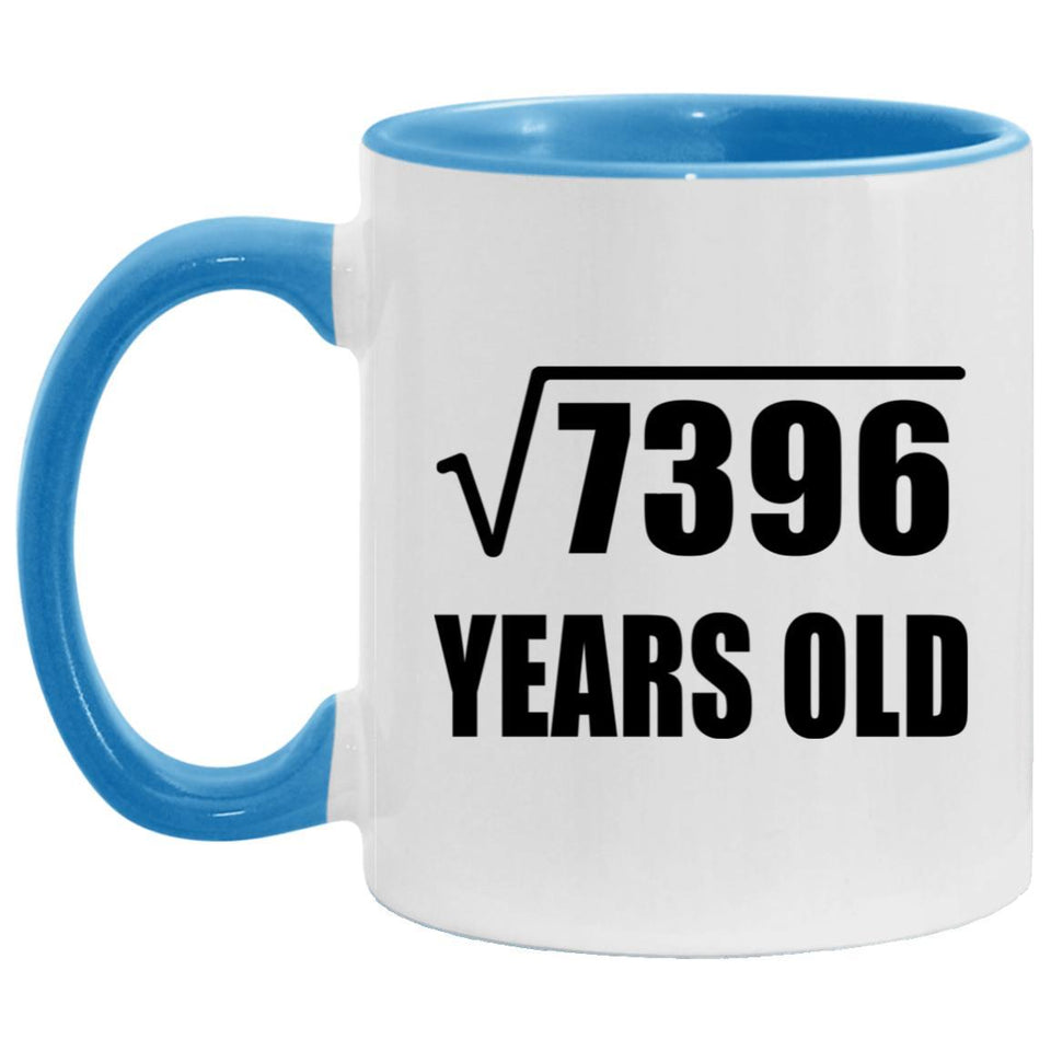 86th Birthday Square Root of 7396 Years Old - 11oz Accent Mug Blue