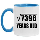 86th Birthday Square Root of 7396 Years Old - 11oz Accent Mug Blue