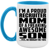 Proud Recruiter Mom Of Awesome Son - 15oz Accent Mug Blue