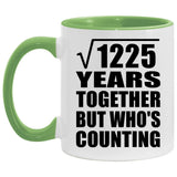 35th Anniversary Square Root of 1225 Years Who's Counting - 11oz Accent Mug Green
