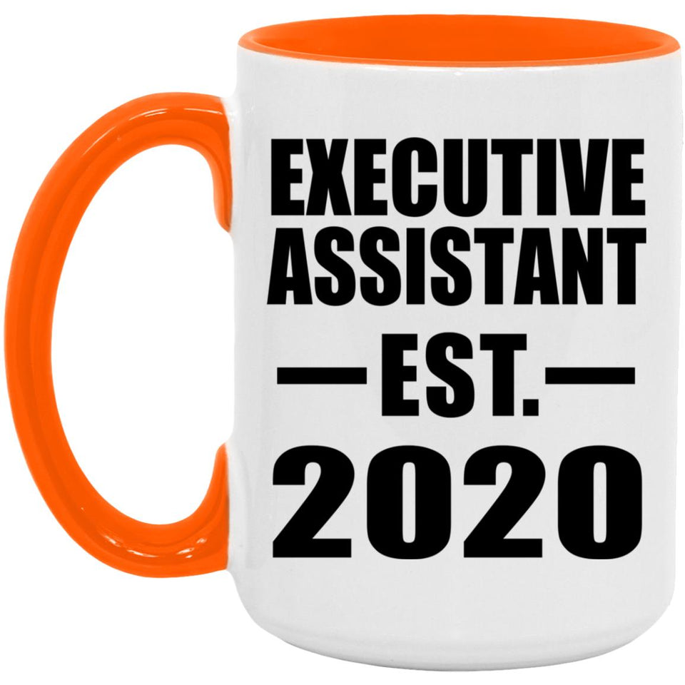 Executive Assistant Established EST. 2020 - 15oz Accent Mug Orange
