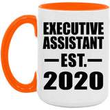 Executive Assistant Established EST. 2020 - 15oz Accent Mug Orange