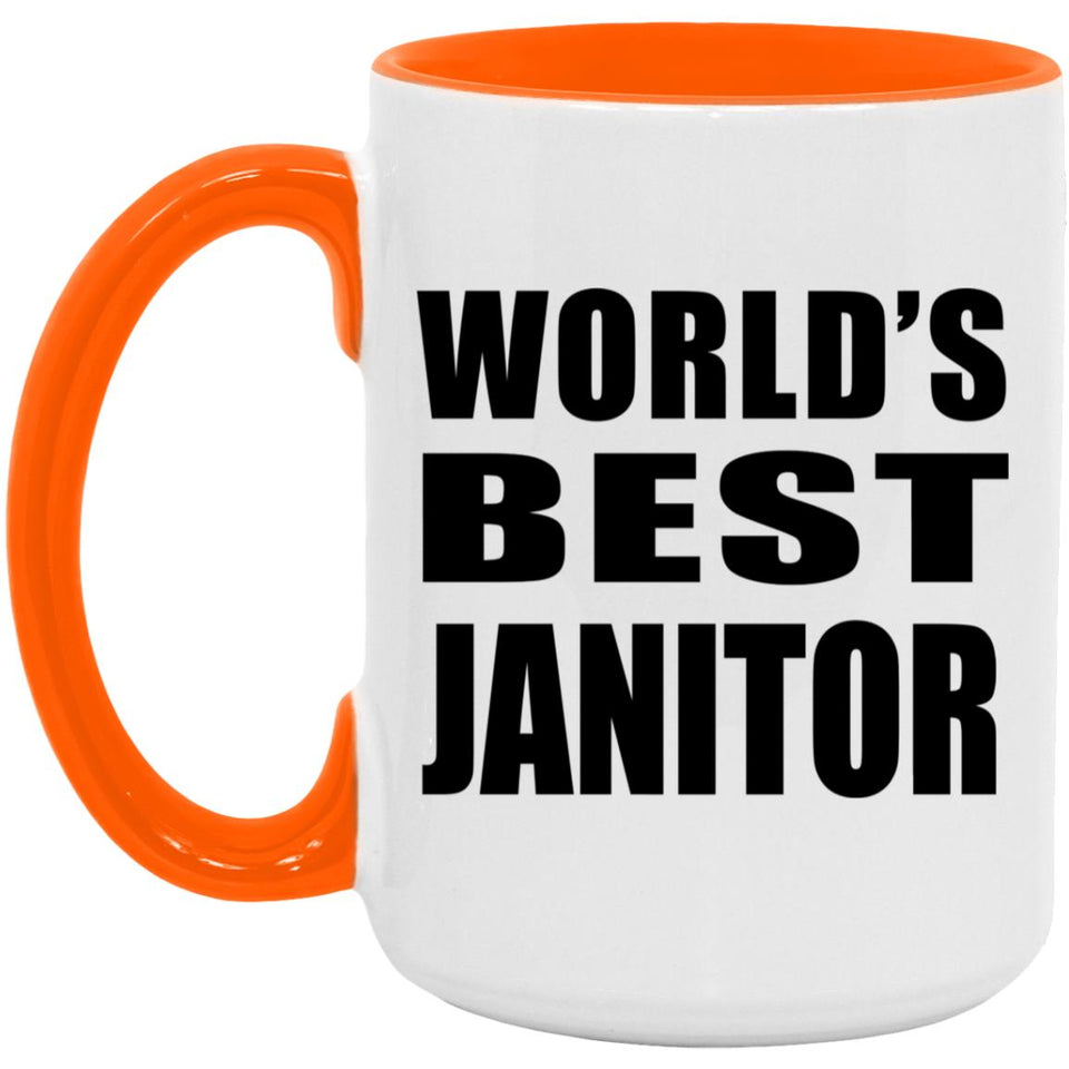 World's Best Janitor - 15oz Accent Mug Orange