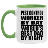 Pest Control Worker By Day World's Best Dad By Night - 11oz Accent Mug Green