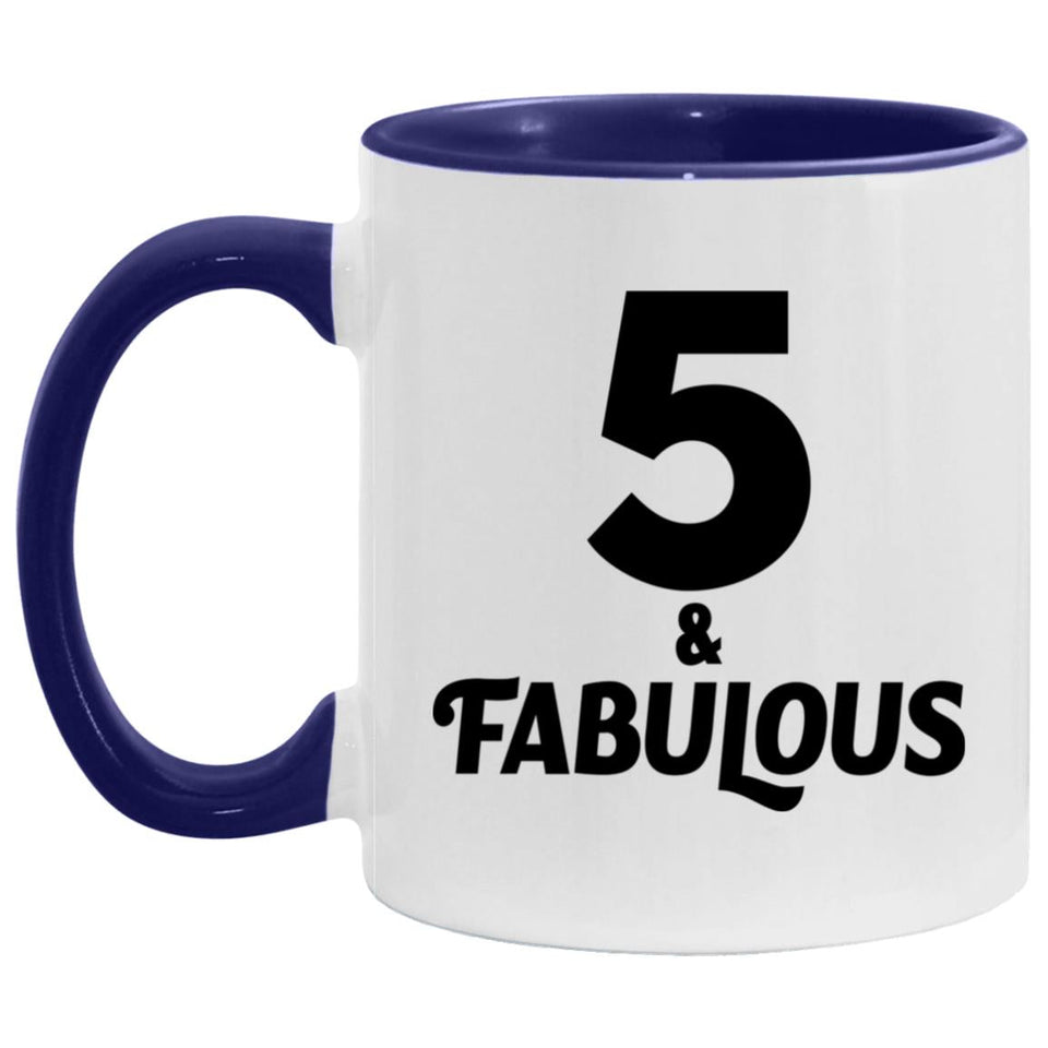 5th Birthday 5 & Fabulous - 11oz Accent Mug Purple