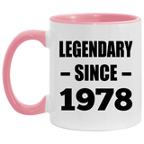 46th Birthday Legendary Since 1978 - 11oz Accent Mug Pink