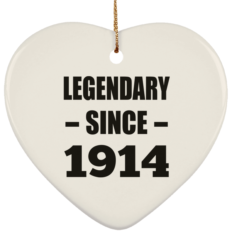 110th Birthday Legendary Since 1914 - Heart Ornament