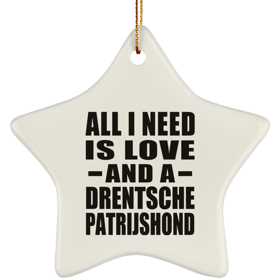 All I Need Is Love And A Drentsche Patrijshond - Star Ornament