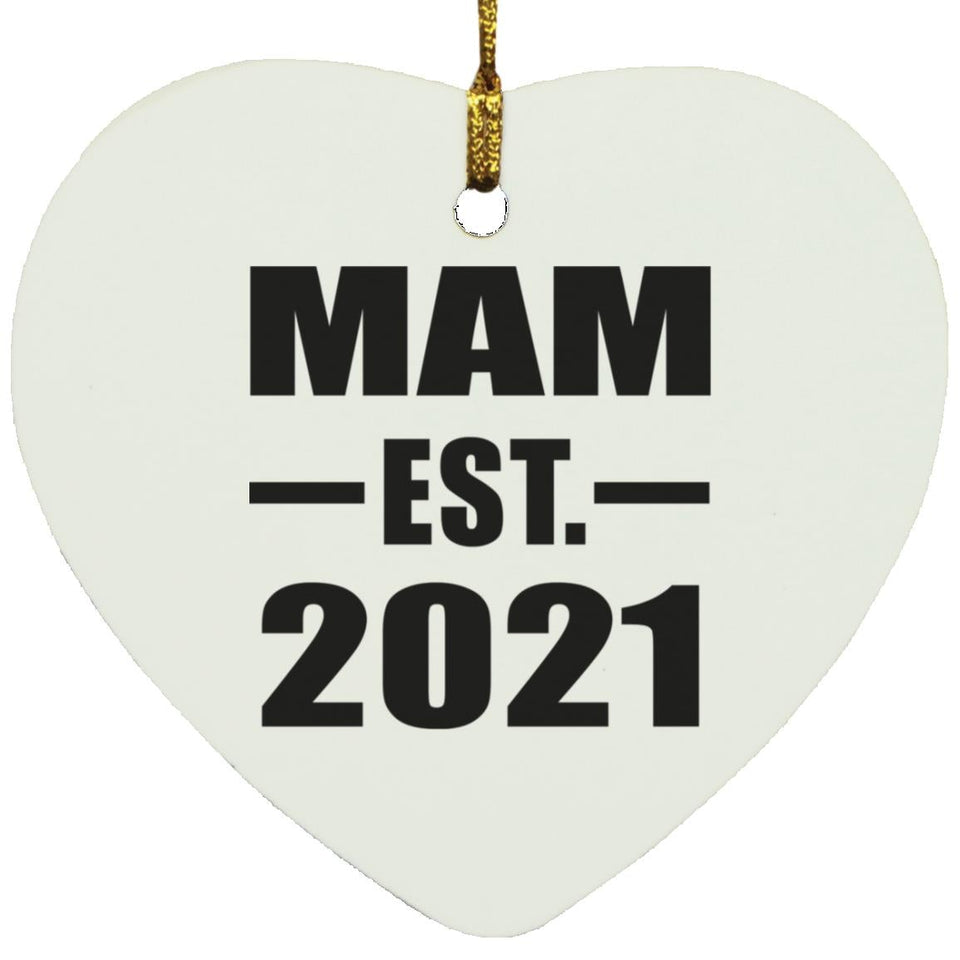 Mam Established EST. 2021 - Heart Ornament