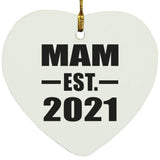 Mam Established EST. 2021 - Heart Ornament
