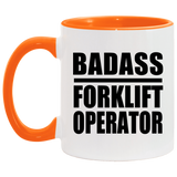Badass Forklift Operator - 11oz Accent Mug Orange