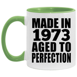 51st Birthday Made In 1973 Aged to Perfection - 11oz Accent Mug Green