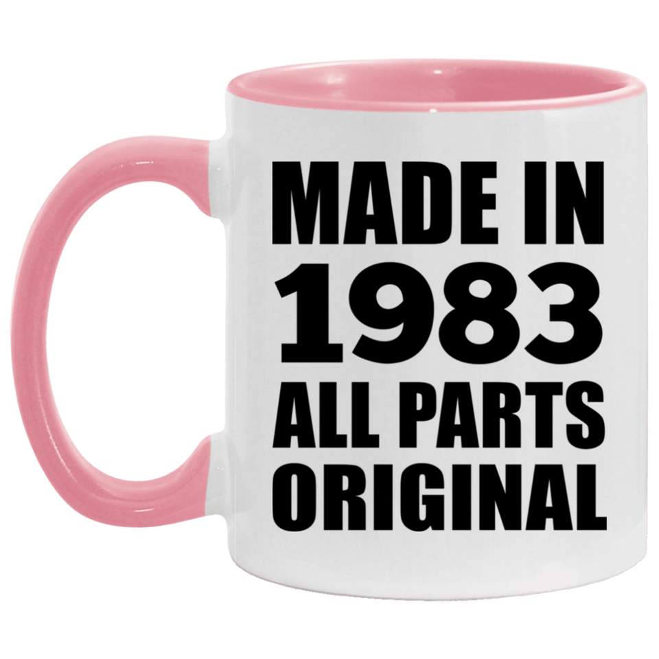41st Birthday Made in 1983 All Parts Original - 11oz Accent Mug Pink