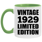 95th Birthday Vintage 1929 Limited Edition - 11oz Accent Mug Green