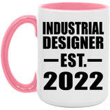 Industrial Designer Established EST. 2022 - 15oz Accent Mug Pink