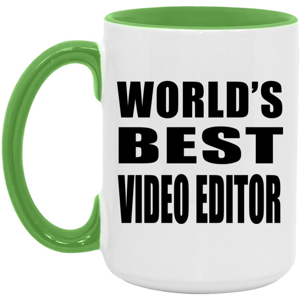World's Best Video Editor - 15oz Accent Mug Green