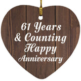 Happy 61st Anniversary 61 Years & Counting - Heart Ornament D