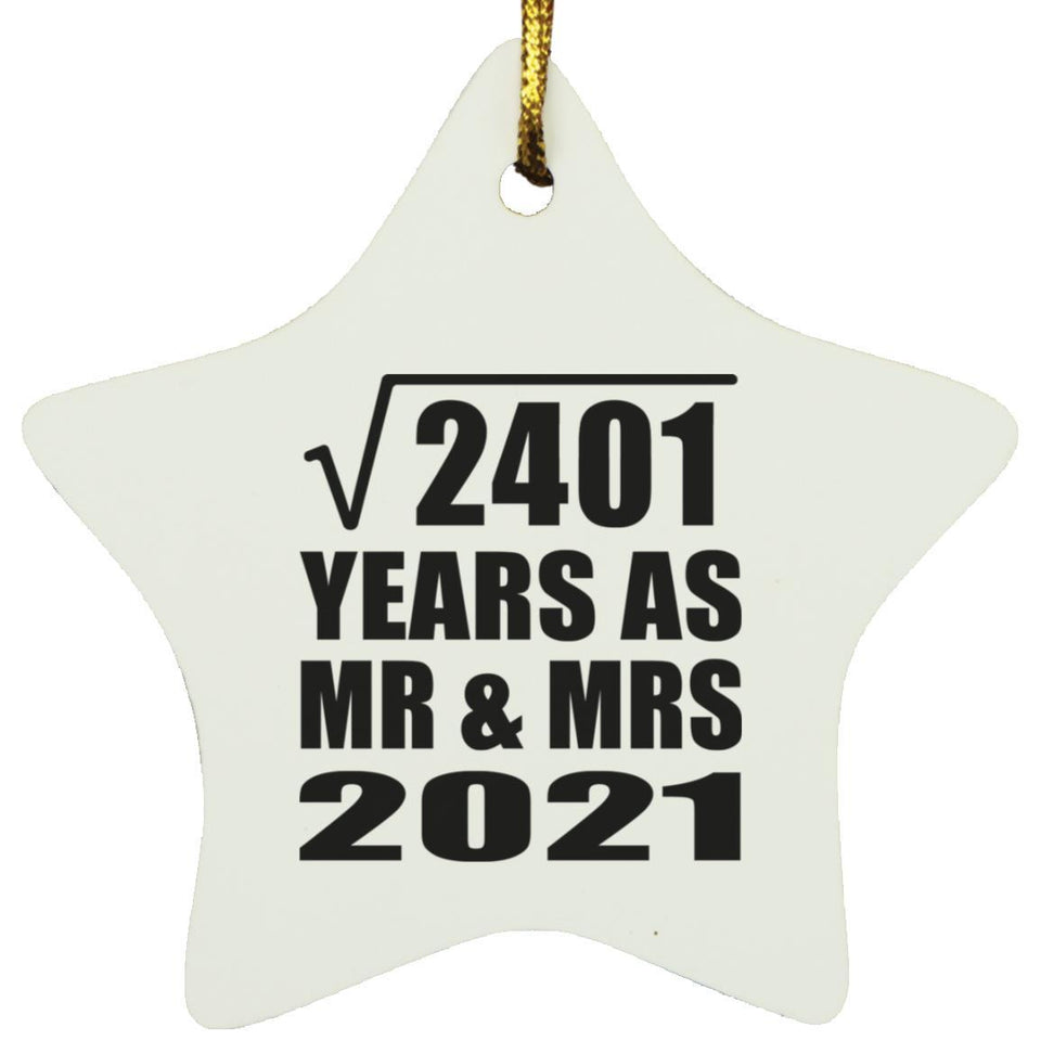 49th Anniversary Square Root of 2401 Years As Mr & Mrs 2021 - Star Ornament