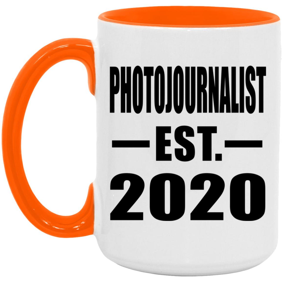 Photojournalist Established EST. 2020 - 15oz Accent Mug Orange