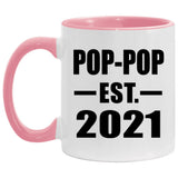 Pop-Pop Established EST. 2021 - 11oz Accent Mug Pink