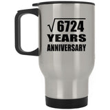 82nd Anniversary Square Root of 6724 Years Anniversary - Silver Travel Mug
