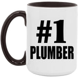 Number One #1 Plumber - 15oz Accent Mug Black