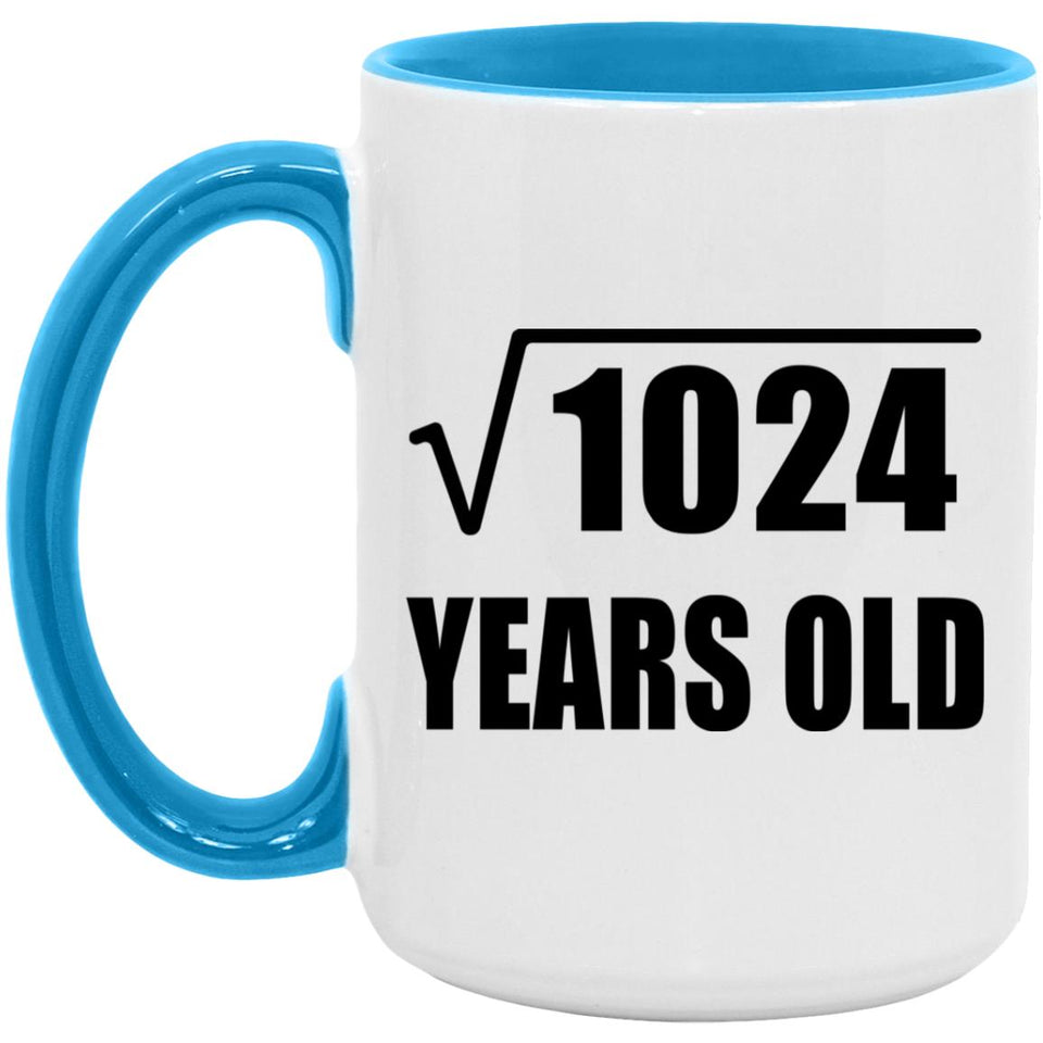 32nd Birthday Square Root of 1024 Years Old - 15oz Accent Mug Blue