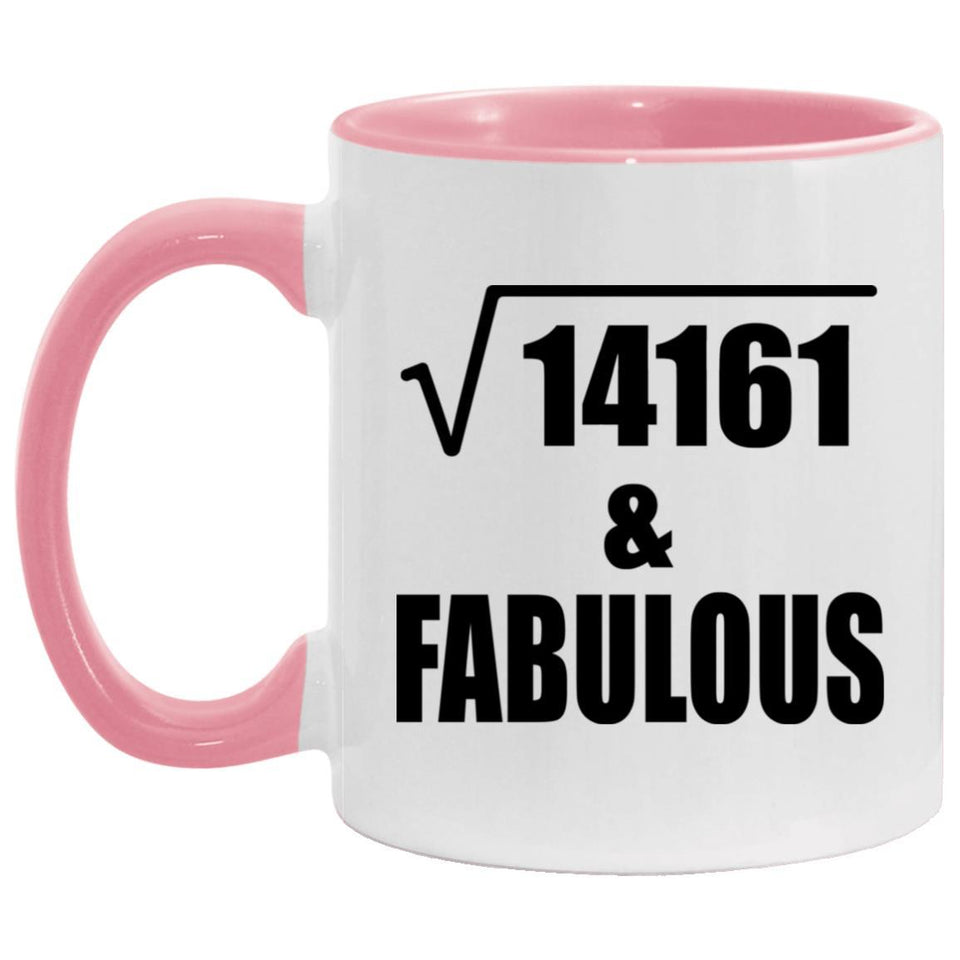119th Birthday Square Root of 14161 & Fabulous - 11oz Accent Mug Pink