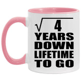 2nd Anniversary Square Root of 4 Years Lifetime To Go - 11oz Accent Mug Pink