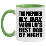 Tax Preparer By Day World's Best Dad By Night - 11oz Accent Mug Green