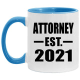 Attorney Established EST. 2021 - 11oz Accent Mug Blue