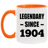 120th Birthday Legendary Since 1904 - 11oz Accent Mug Orange
