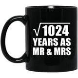32nd Anniversary Square Root of 1024 Years As Mr & Mrs - 11oz Coffee Mug Black