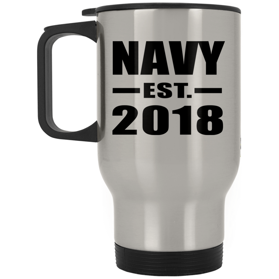Navy Established EST. 2018 - Silver Travel Mug