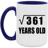 19th Birthday Square Root of 361 Years Old - 15oz Accent Mug Purple