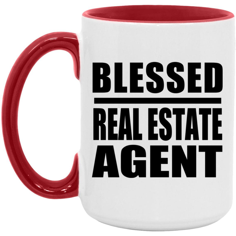 Blessed Real Estate Agent - 15oz Accent Mug Red