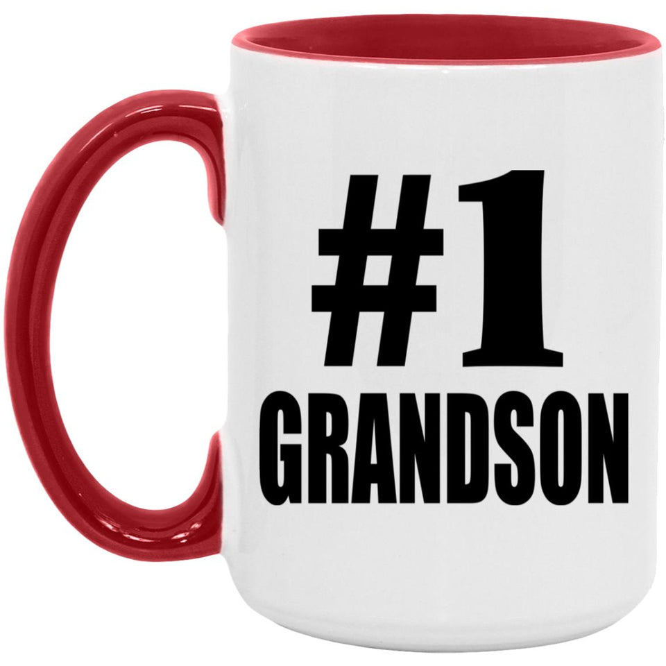 Number One #1 Grandson - 15oz Accent Mug Red