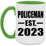 Policeman Established EST. 2023 - 15oz Accent Mug Green