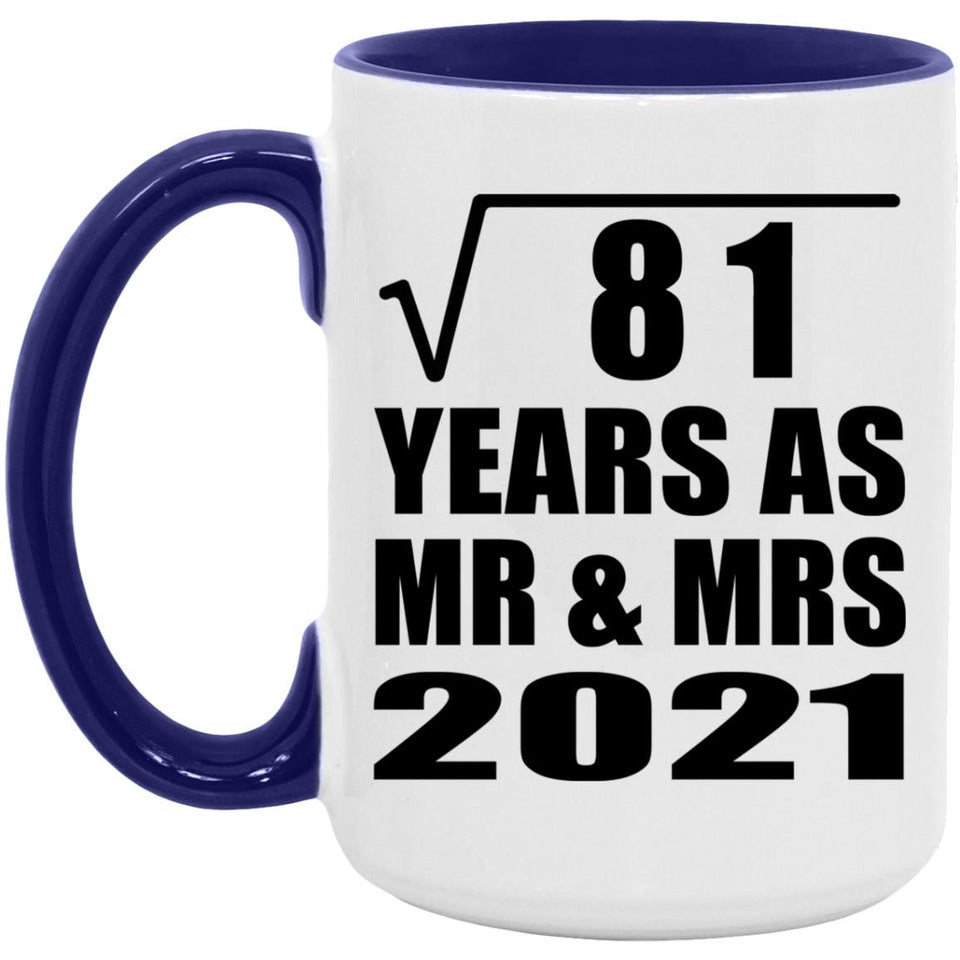 9th Anniversary Square Root of 81 Years As Mr & Mrs 2021 - 15oz Accent Mug Purple