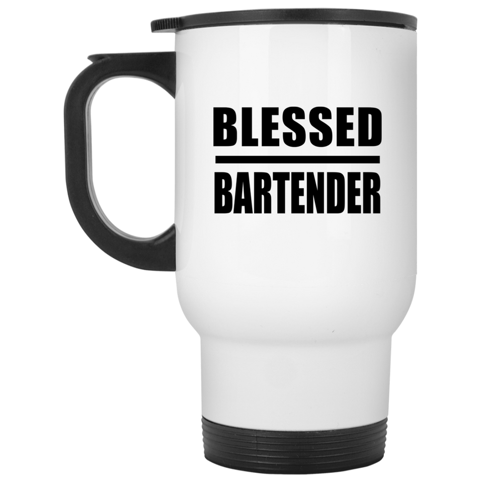 Blessed Bartender - White Travel Mug
