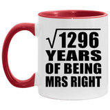 36th Anniversary Square Root of 1296 Years of Being Mrs Right - 11oz Accent Mug Red