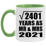 49th Anniversary Square Root of 2401 Years As Mr & Mrs 2021 - 11oz Accent Mug Green
