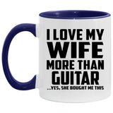 I Love My Wife More Than Guitar - 11oz Accent Mug Purple