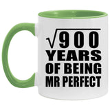30th Anniversary Square Root of 900 Years of Mr Perfect - 11oz Accent Mug Green